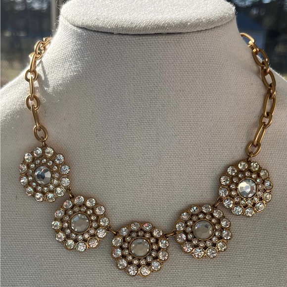J. Crew Jewelry - J Crew Clear Rhinestone necklace, gold tone 18”